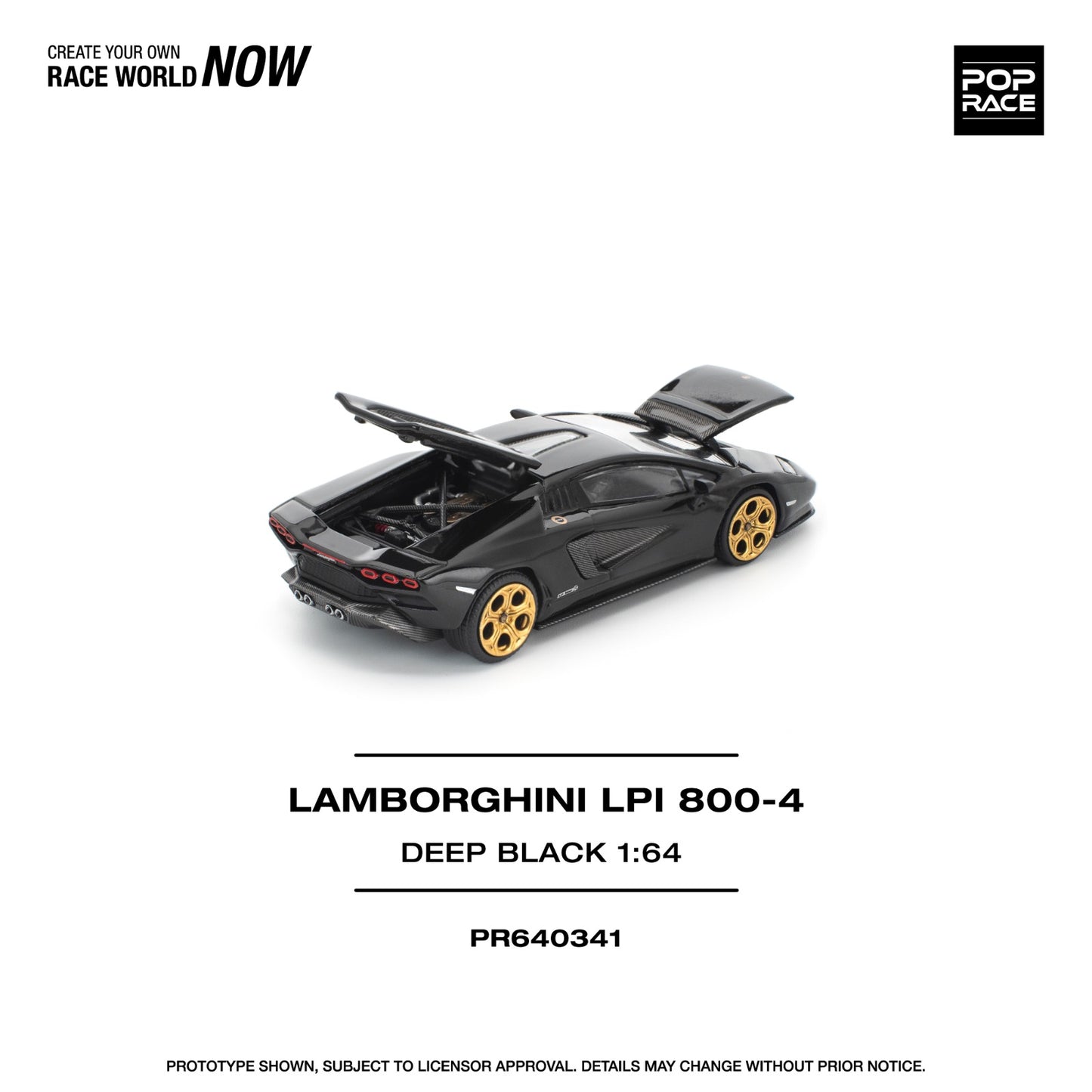 *Pre-Order* Pop Race Lamborghini Countach LPI 800-4 Deep Black PR640341 1/64 Die Cast