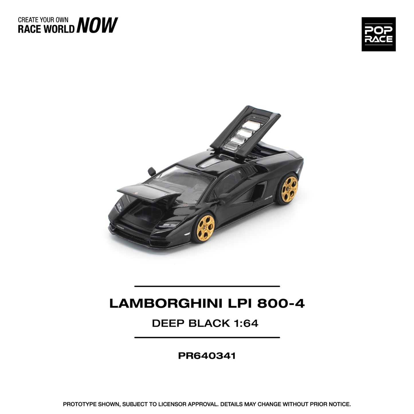 *Pre-Order* Pop Race Lamborghini Countach LPI 800-4 Deep Black PR640341 1/64 Die Cast