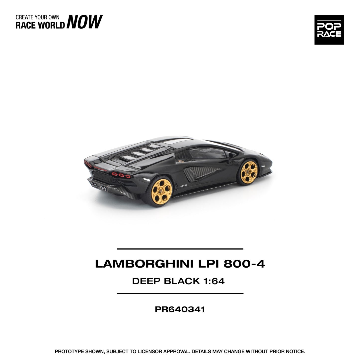 *Pre-Order* Pop Race Lamborghini Countach LPI 800-4 Deep Black PR640341 1/64 Die Cast