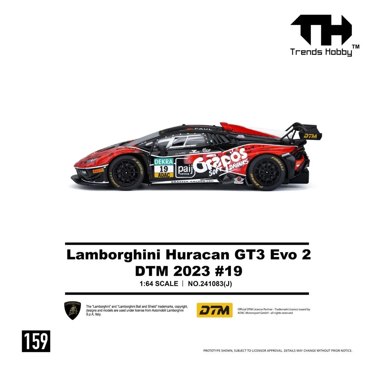 [Pre-Order] Trends Hobby Lamborghini Huracan GT3 EVO 2 DTM 2023 #19 159 241083J 1/64 Diecast