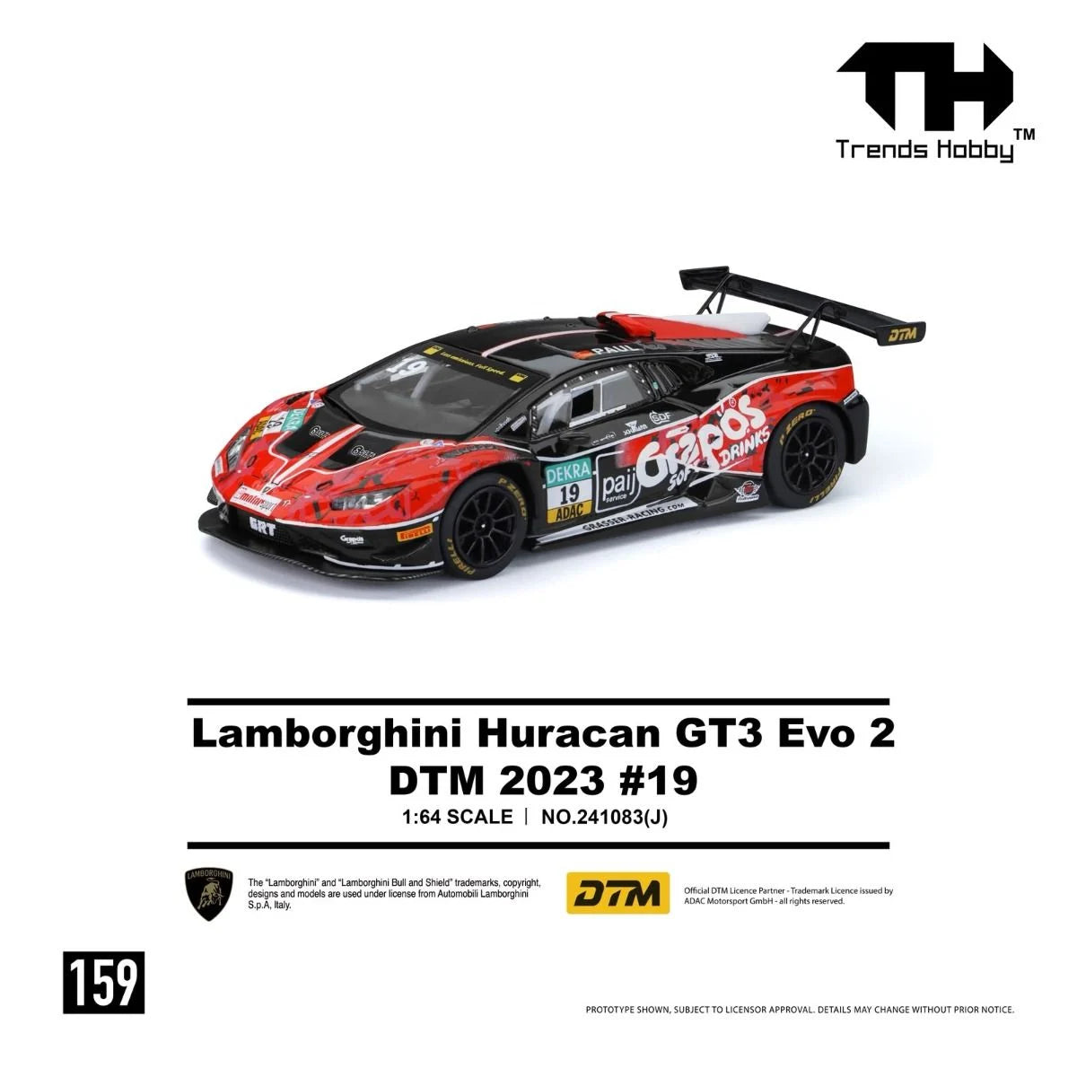 [Pre-Order] Trends Hobby Lamborghini Huracan GT3 EVO 2 DTM 2023 #19 159 241083J 1/64 Diecast