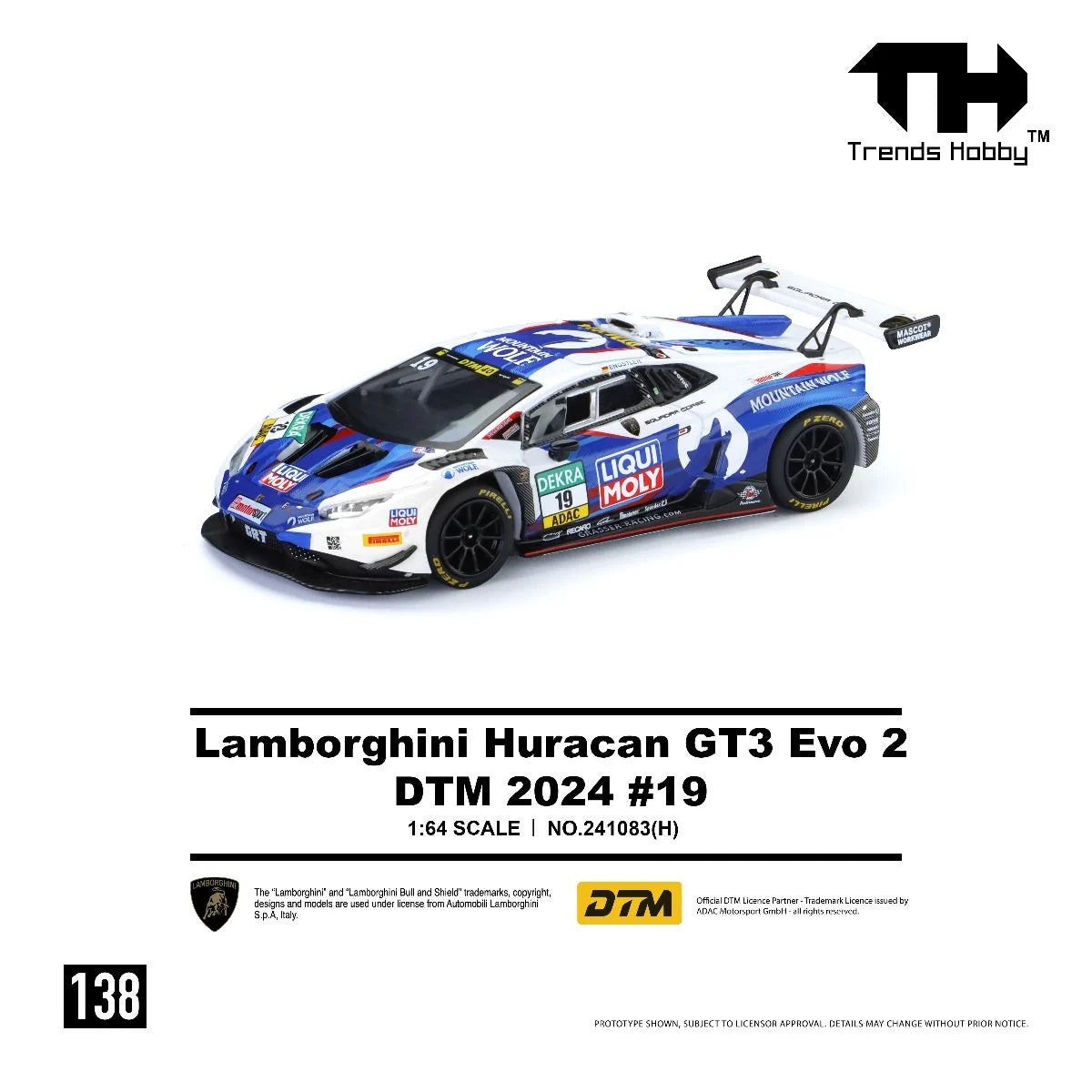 [Pre-Order] Trends Hobby Lamborghini Huracan GT3 EVO2 DTM 2024 #19 241083H 1/64 Diecast