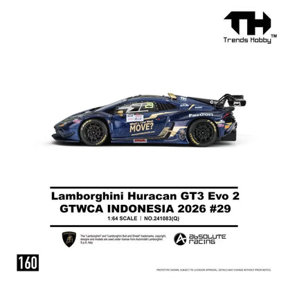 [Pre-Order] Trends Hobby Lamborghini Huracan GT3 EVO 2 GTWCA Indonesia 2026 #29 241083Q 1/64 Diecast