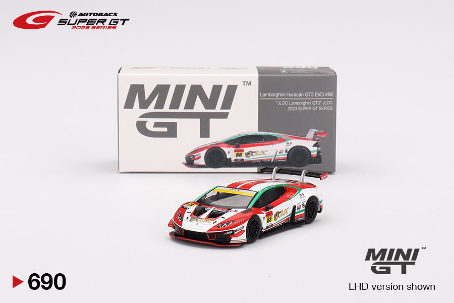 Mini GT Lamborghini Huracán GT3 EVO2 #88 JLOC Lamborghini GT3  JLOC  2023 SUPER GT SERIES Blister Packaging MGT00690-BL 1/64 Diecast