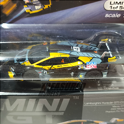 Mini GT Lamborghini Huracán GT3 EVO #4 2022 Macau GP Macau GT Cup 3rd Place Blister Packaging MGT00645 1/64 Diecast