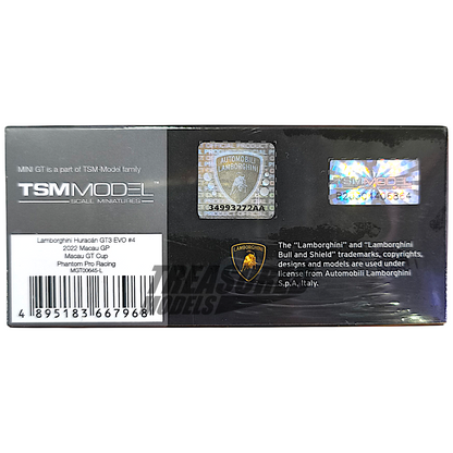 Mini GT Lamborghini Huracán GT3 EVO #4 2022 Macau GP Macau GT Cup 3rd Place MGT00645 1/64 Diecast
