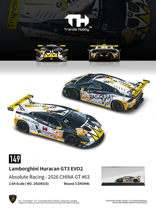 [Pre-Order] Trends Hobby Lamborghini Huracan GT3 Evo 2 CHINA GT ZHUHAI 2026 #63 241083S 1/64 Diecast
