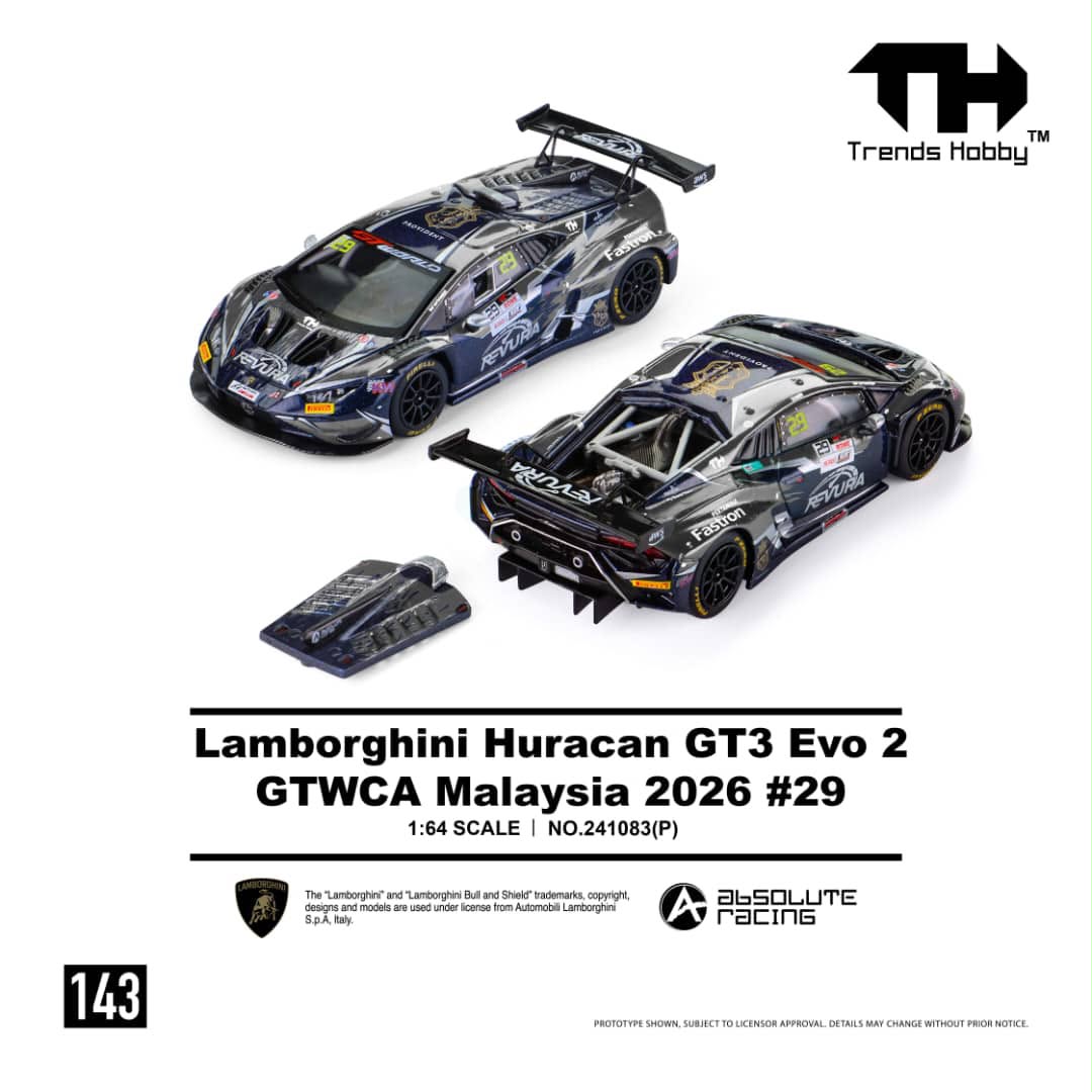 [Pre-Order] Trends Hobby Lamborghini Huracan GT3 Evo 2 GTWCA Malaysia 2026 #29 241083P 1/64 Diecast
