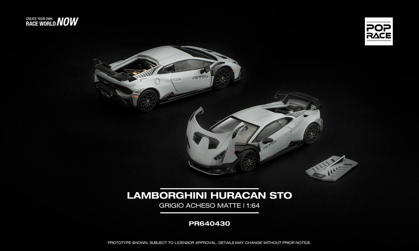 [Pre-Order] Pop Race Lamborghini Huracan STO Grigio Acheso Matte PR640430 1/64 Diecast