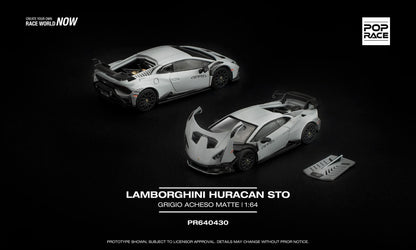 [Pre-Order] Pop Race Lamborghini Huracan STO Grigio Acheso Matte PR640430 1/64 Diecast