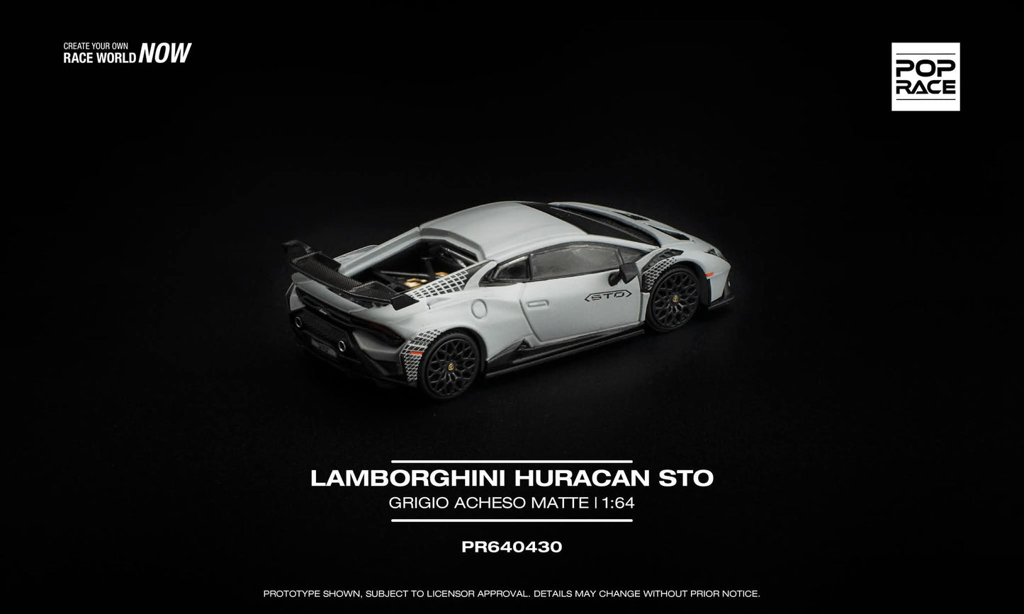[Pre-Order] Pop Race Lamborghini Huracan STO Grigio Acheso Matte PR640430 1/64 Diecast
