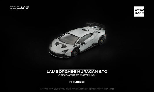 [Pre-Order] Pop Race Lamborghini Huracan STO Grigio Acheso Matte PR640430 1/64 Diecast