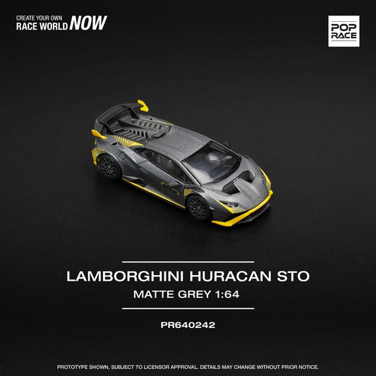 Pop Race Lamborghini Huracan STO Matte Grey PR640242 1/64 Diecast