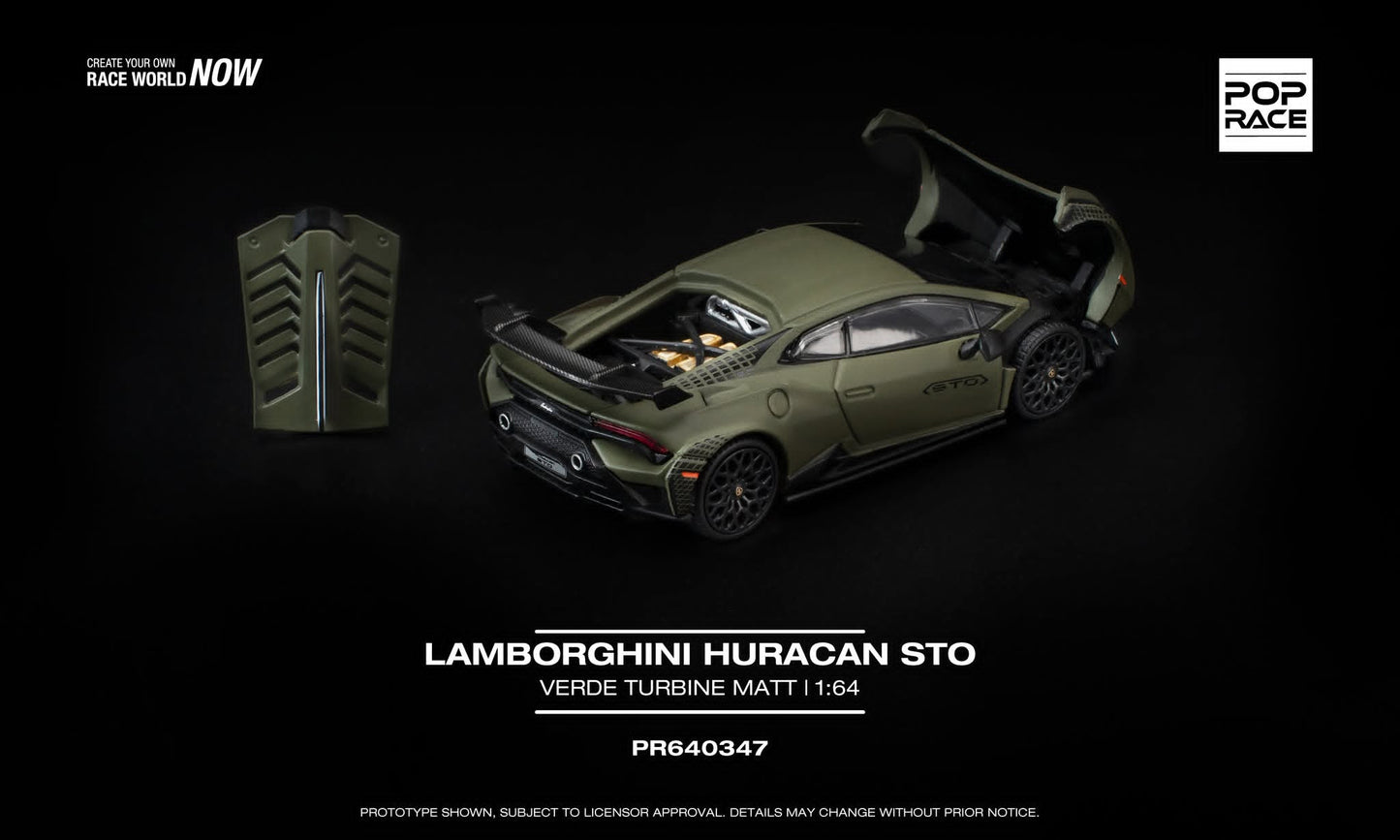[Pre-Order] Pop Race Lamborghini Huracan STO Verde Turbine Matt PR640347 1/64 Diecast
