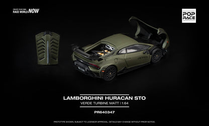 [Pre-Order] Pop Race Lamborghini Huracan STO Verde Turbine Matt PR640347 1/64 Diecast