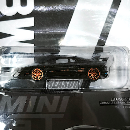 Mini GT Lamborghini Huracan Ver. 1 Black LB Works Blister Packaging LBWK Card MGT00234 1/64 Diecast