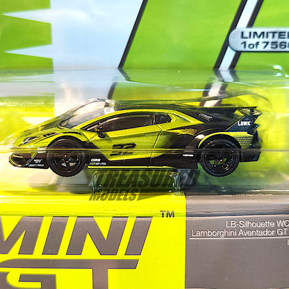 Mini GT Lamborghini LB-Silhouette WORKS Aventador GT EVO Lime LBWK Store Limited MGT00605 1/64 Diecast