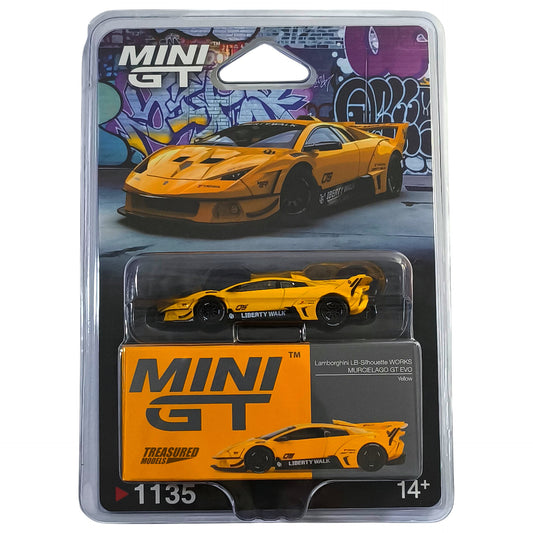 Mini GT Lamborghini LB-Silhouette WORKS MURCIELAGO GT Evo Yellow Blister Packaging MGT01135 1/64 Diecast