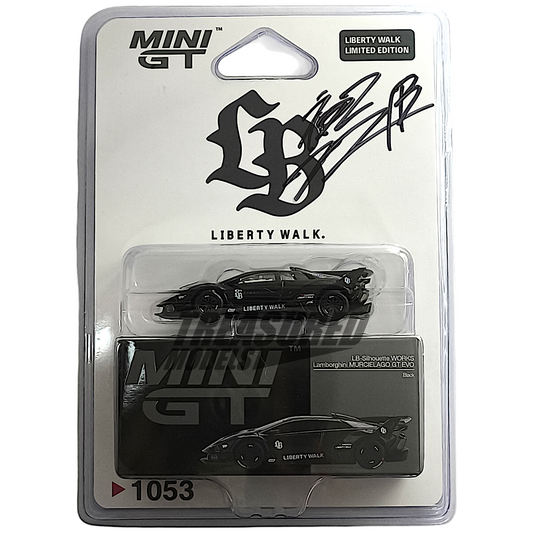 Autographed by Wataru Kato Mini GT Lamborghini LB-Silhouette Works Murcielago GT Evo Black LB Card Blister Packaging MGT01053 1/64 Diecast