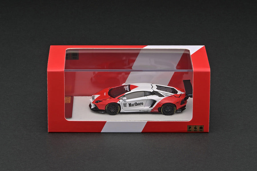 PGM Lamborghini LB Aventador LP700 White Red PGM-640405 1/64 Diecast