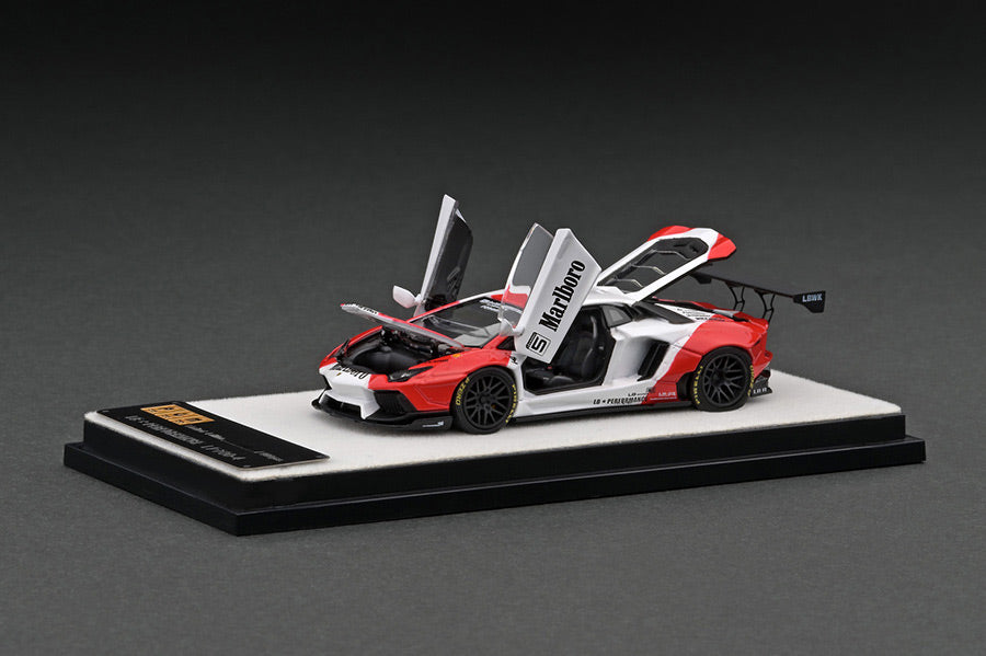 PGM Lamborghini LB Aventador LP700 White Red PGM-640405 1/64 Diecast