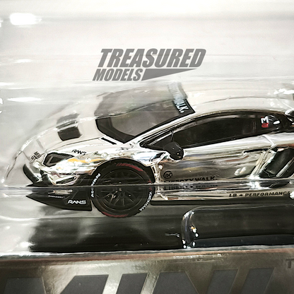 Mini GT Car+T-Shirt Set Lamborghini LB Works Aventador Limited Edition Silver Chrome IMX 2025 MGT01023 1/64 Diecast