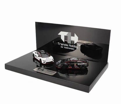 Trends Hobby Lamborghini Temerario Jean Michel Basquiat Livery Black+White Version Number to 6000 Trends Hobby's 1st Anniversary 2 Car Set 241082HI-2G 1/64 Diecast