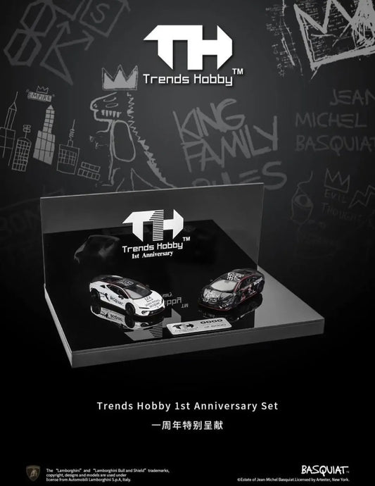 Trends Hobby Lamborghini Temerario Jean Michel Basquiat Livery Black+White Version Serialised to 6000 Trends Hobby's 1st Anniversary 2 Car Set 241082HI-2G 1/64 Diecast