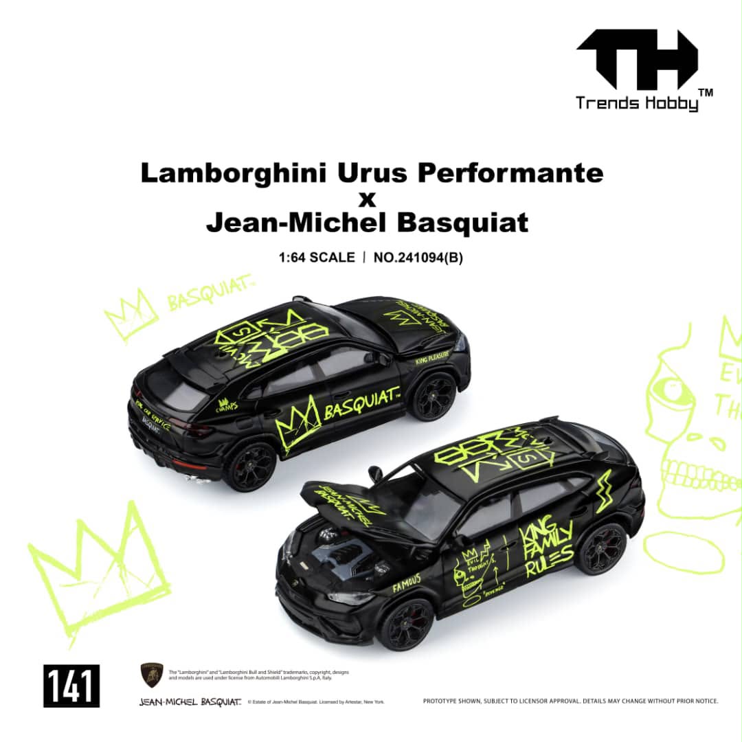 [Pre-Order] Trends Hobby Lamborghini Urus Performante x Jean-Michel Basquiat Black Livery 241094B 1/64 Diecast