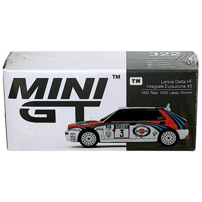 Mini GT Lancia Delta HF Integrale Evoluzione 1992 Rally 1000 Lakes Winner #3 MGT00322 1/64 Diecast