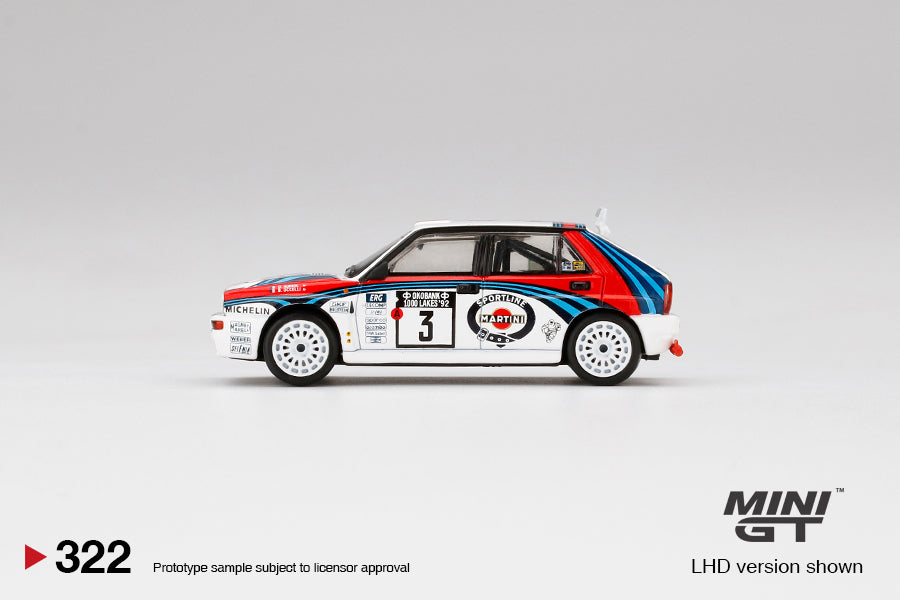 Mini GT Lancia Delta HF Integrale Evoluzione 1992 Rally 1000 Lakes Winner #3 MGT00322 1/64 Diecast