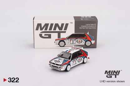 Mini GT Lancia Delta HF Integrale Evoluzione 1992 Rally 1000 Lakes Winner #3 MGT00322 1/64 Diecast