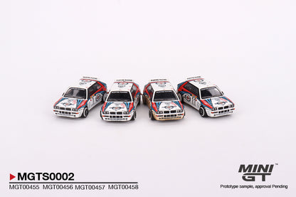 Mini GT Lancia Delta HF Integrale Evoluzione 1992 Rally MonteCarlo Martini Racing 4 Cars Set MGTS0002 1/64 Diecast