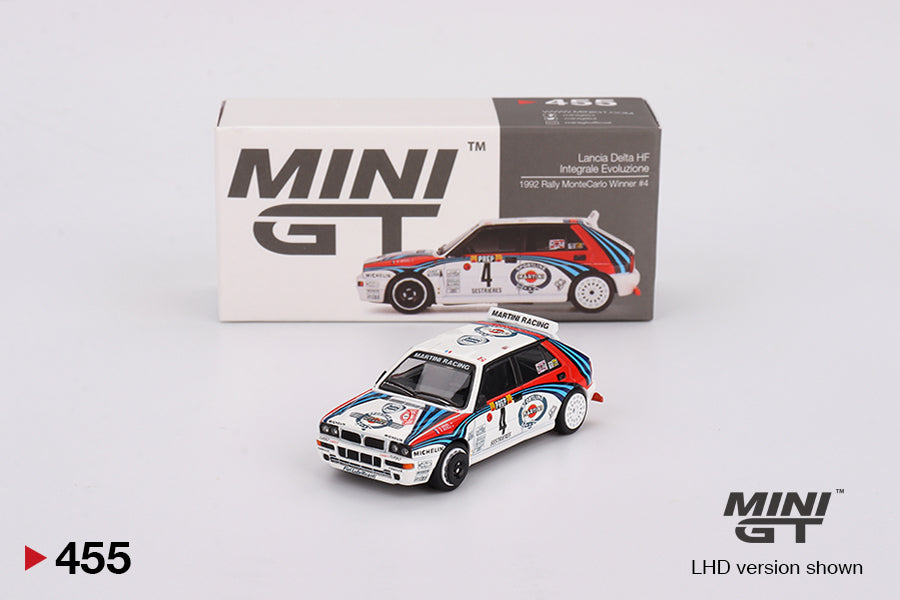 Mini GT Lancia Delta HF Integrale Evoluzione 1992 Rally MonteCarlo Winner #4 MGT00455 1/64 Diecast