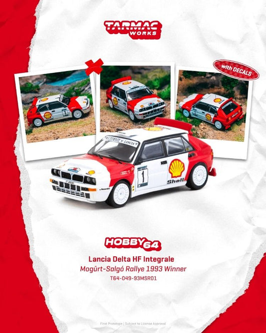 Tarmac Works Lancia Delta HF Integrale Mogürt-Salgó Rallye 1993 Winner László Sen Ranga - Ernő Büki T64G-049-93MSR01 1/64 Diecast