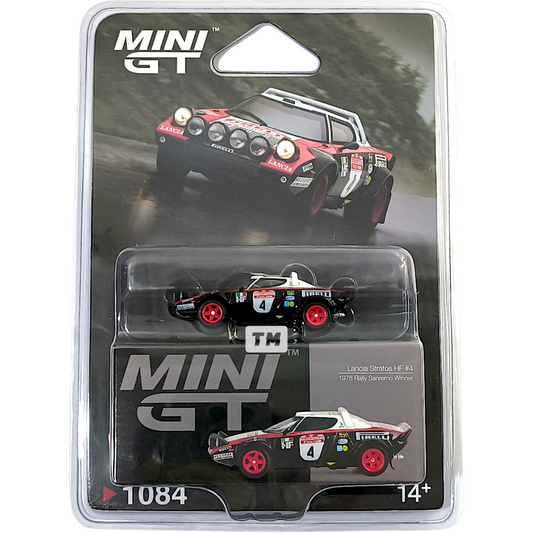 Mini GT Lancia Stratos HF #4 1978 Rally Sanremo Winner Blister Packaging MGT01084BL 1/64 Diecast