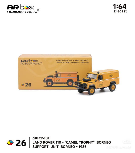 Almost Real AR Box Land Rover 110 Camel Trophy Borneo Support Unit Borneo 1985 26 610315101 1/64 Diecast