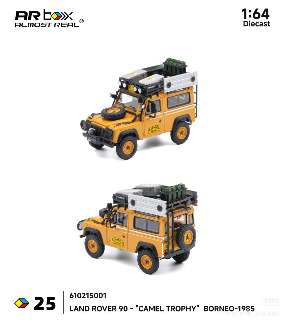 Almost Real AR Box Land Rover 90 Camel Trophy Borneo 1985 25 610215001 1/64 Diecast