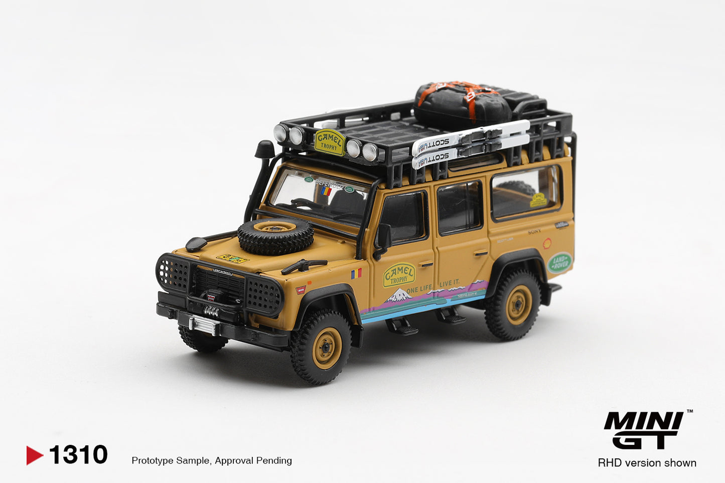 [Pre-Order] Mini GT Land Rover Defender 110 1998 Camel Trophy Tierra del Fuego CT.36 Romania MGT01310 1/64 Diecast
