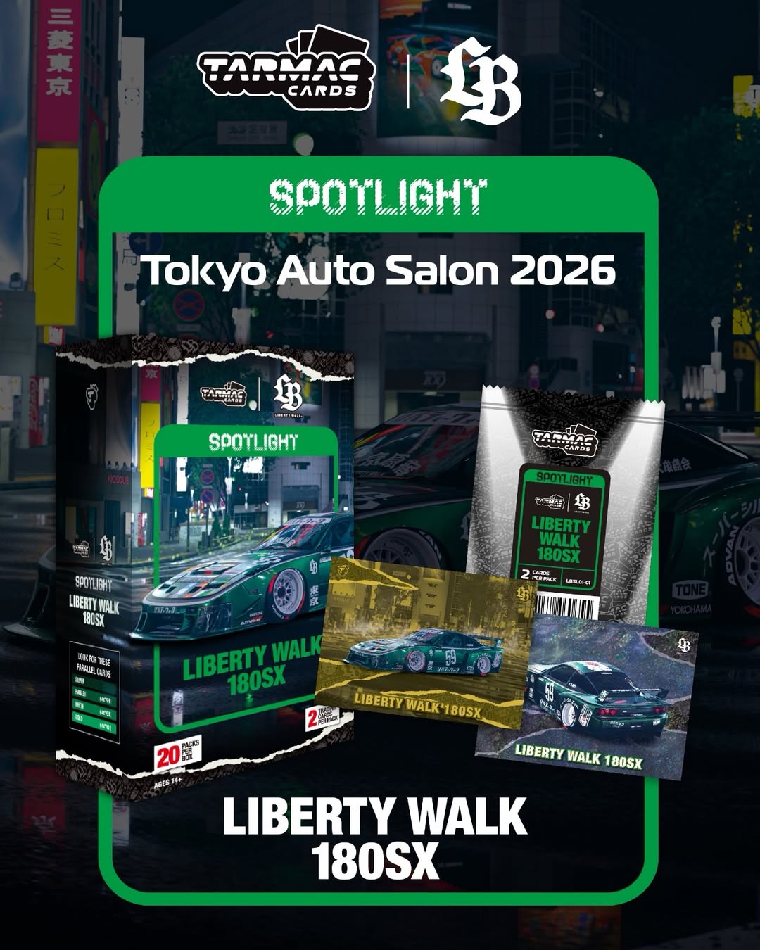 [TAS2026] Tarmac Cards Liberty Walk 180SX Tokyo Auto Salon 2026 Collectible Cards