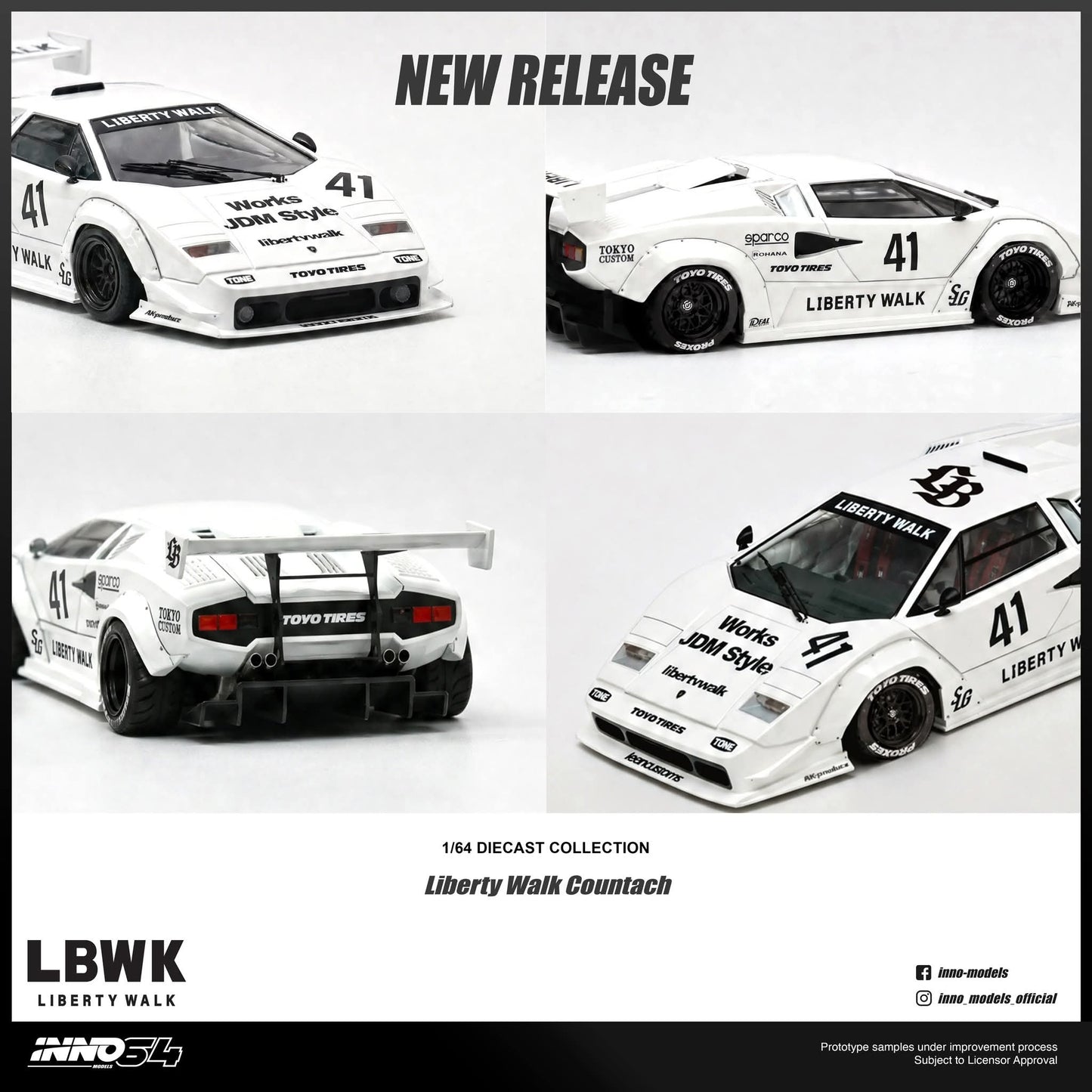 [Pre-Order] Inno64 Liberty Walk Countach IN64-LBCOUNTACH-01 1/64 Diecast