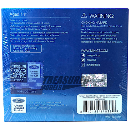 Mini GT Lincoln Capri Christmas Hot Rod by Tim Sadchikov 2024 Christmas Edition MGT00888 1/64 Diecast