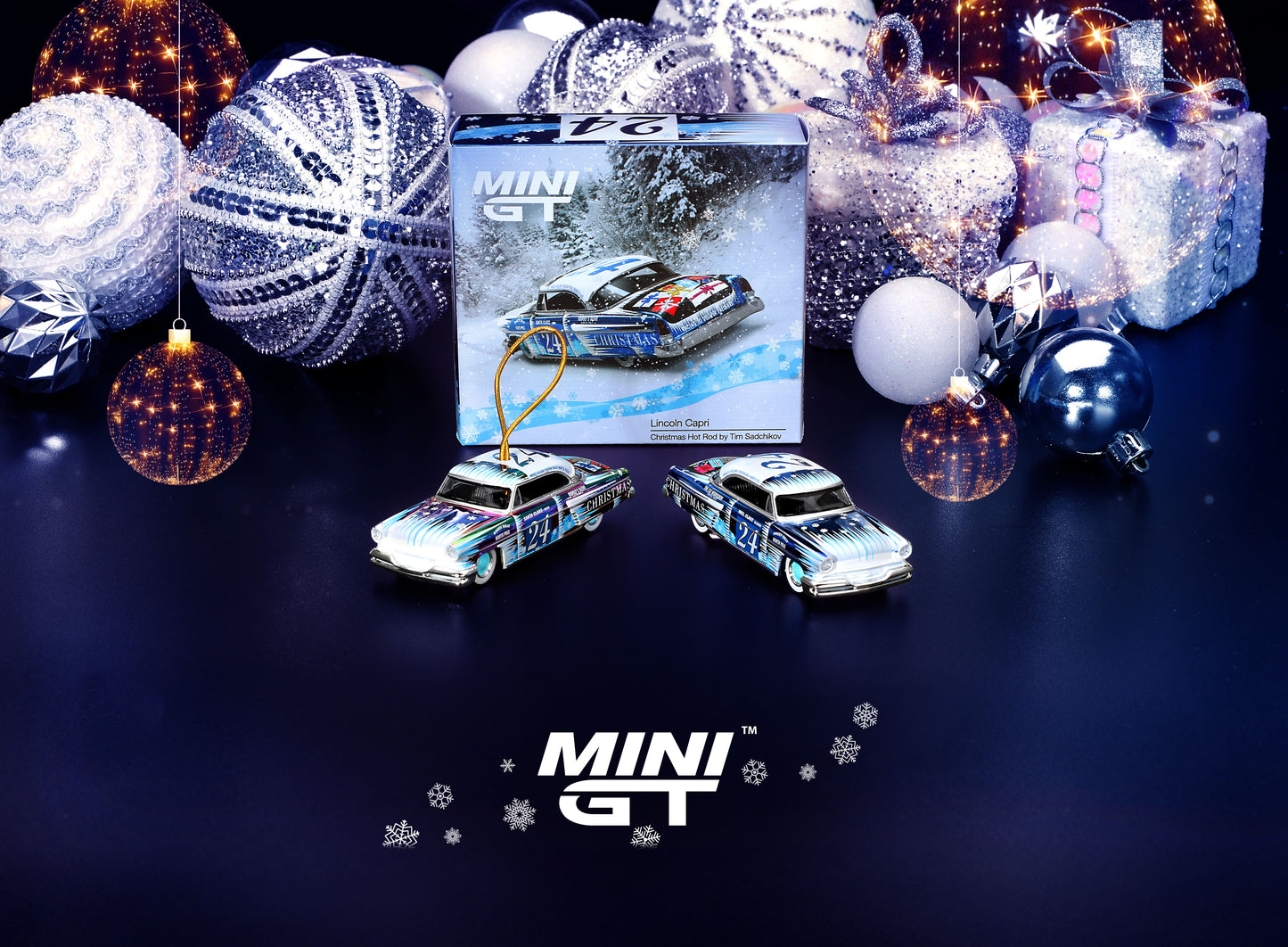 Mini GT Lincoln Capri Christmas Hot Rod by Tim Sadchikov 2024 Christmas Edition MGT00888 1/64 Diecast