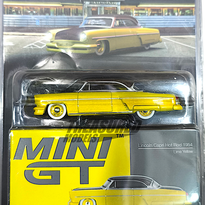 Mini GT Lincoln Capri Hot Rod 1954 Lime Yellow Blister Packaging MGT00794 1/64 Diecast