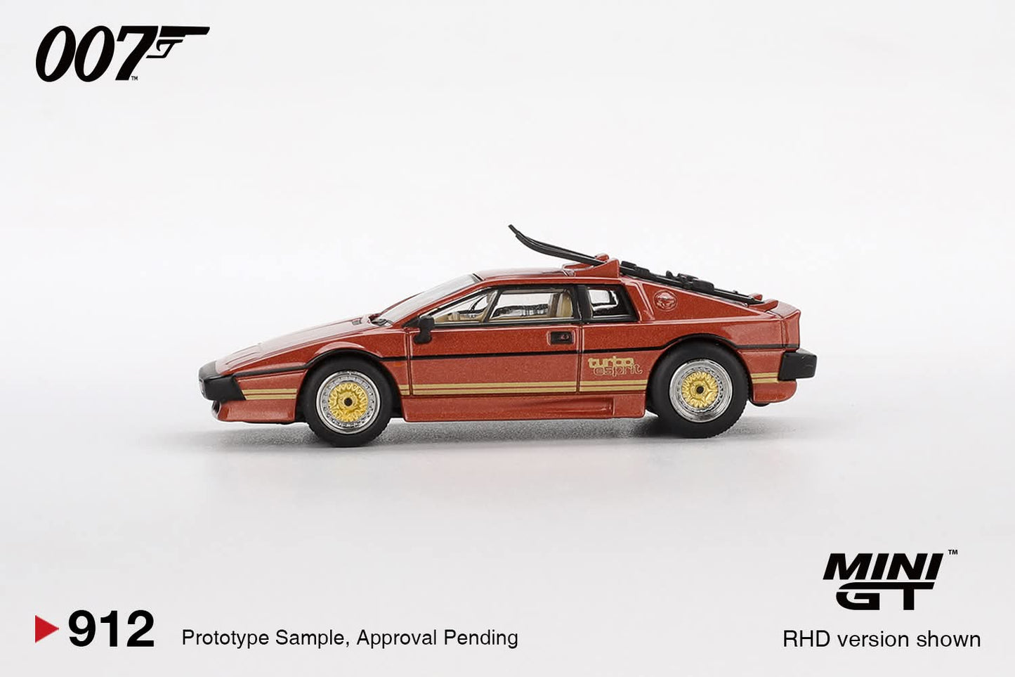 *Pre-Order* Mini GT Lotus Esprit Turbo Copper Fire Metallic 007 For Your Eyes Only  English Poster Back Card Blister Packaging MGT00912 1/64 Diecast