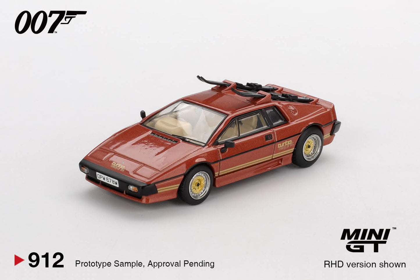 *Pre-Order* Mini GT Lotus Esprit Turbo Copper Fire Metallic 007 For Your Eyes Only  English Poster Back Card Blister Packaging MGT00912 1/64 Diecast