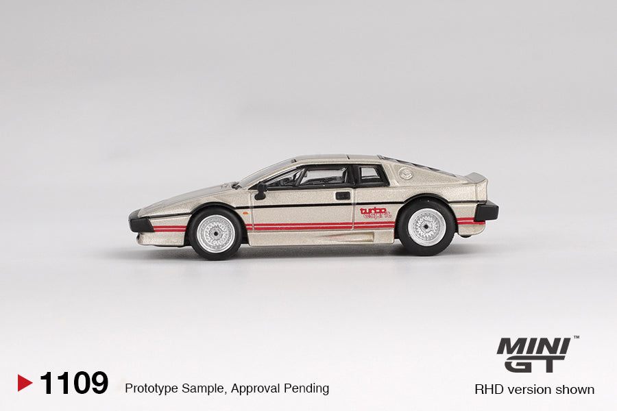 Mini GT Lotus Esprit Turbo Metallic Silver Blister Packaging MGT01109 1/64 Diecast