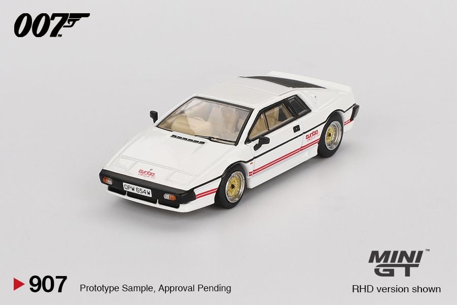 Mini GT Lotus Esprit Turbo White 007 For Your Eyes Only English Poster Back Card Blister Packaging MGT00907-007E 1/64 Diecast