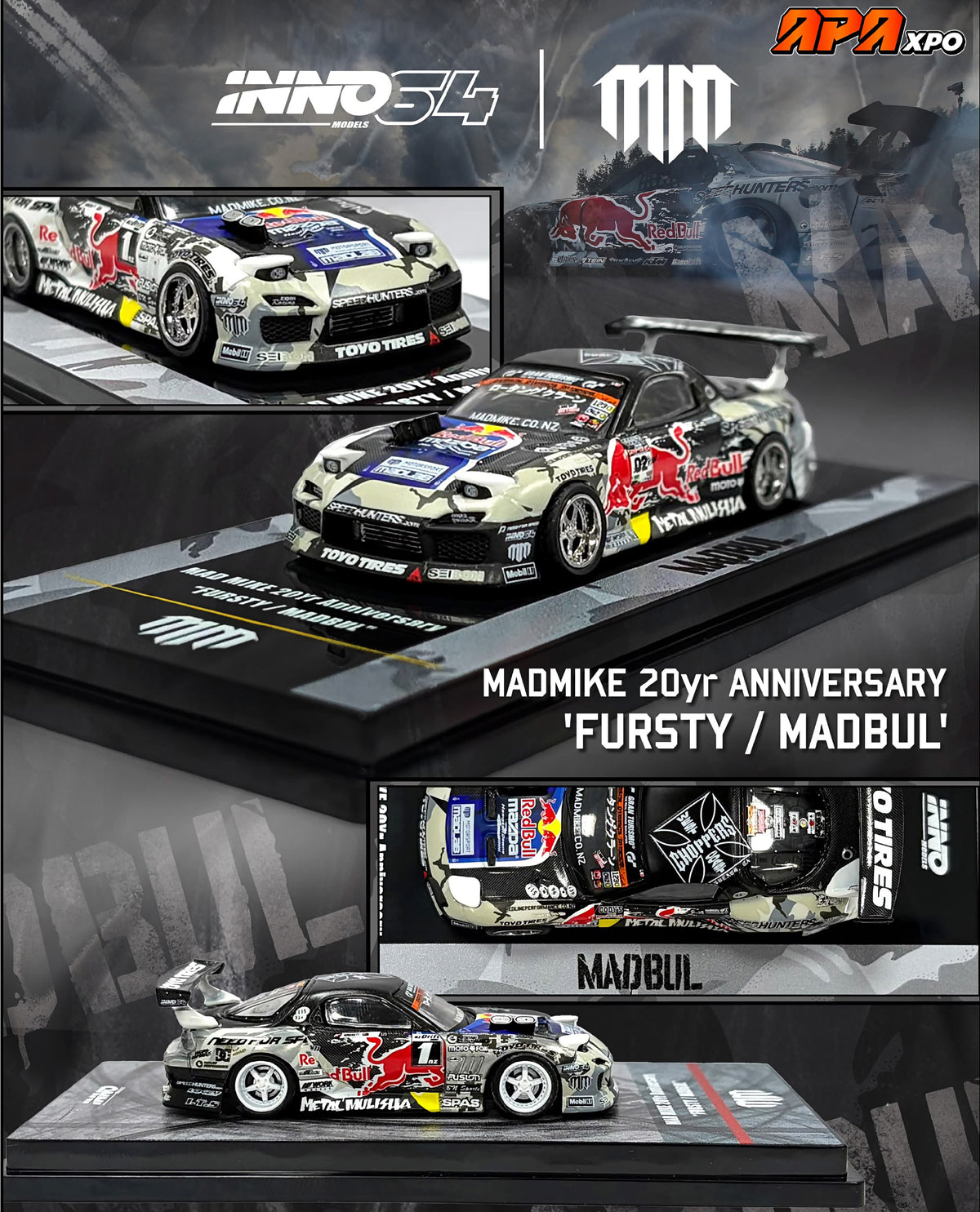 [APAxpo] INNO64 MAD MIKE 20YR ANNIVERSARY MAZDA RX-7 FURSTY MADBUL APAxpo 2026 1/64 Diecast