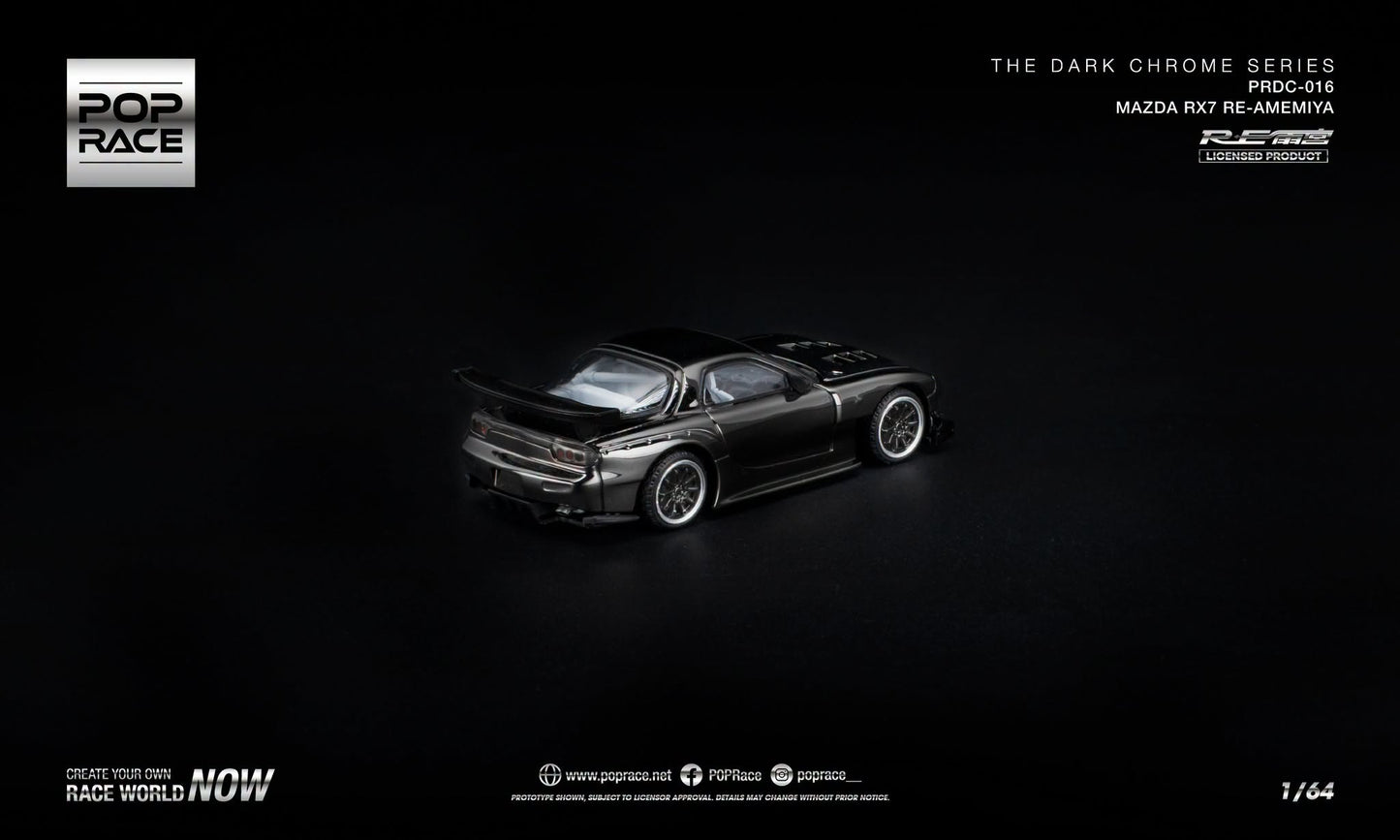 [Pre-Order] Pop Race MAZDA RX-7 RE-AMEMIYA - DARK CHROME PRDC016 1/64 Diecast